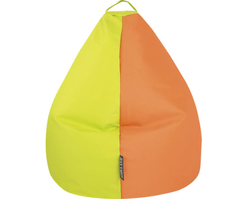 Gele en oranje zitzak in druppelvorm met handgreep, merk Sitting.