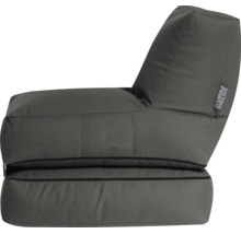 Antracietkleurige zitzakstoel met hoge rugleuning en zijvak, Sitting Point Logo.
