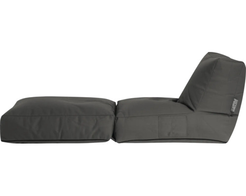 Grijze zitzaklounger met poef van Sitting Point. Voorzien van een handig zijvak en een hoge rugleuning voor optimaal comfort.