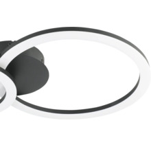Moderne ringvormige LED-plafondlamp van metaal en kunststof in zwart en wit.