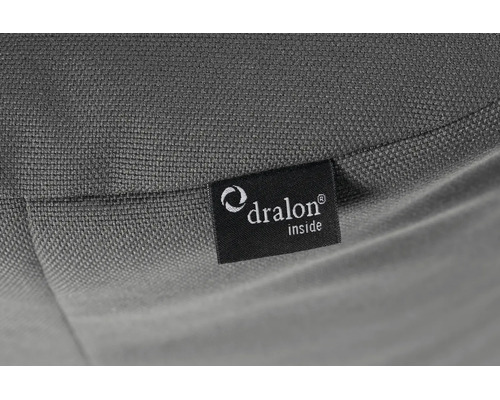 Dralon-logo op geweven stof.