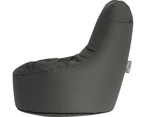 Antracietkleurige zitzak in L-vorm met rugleuning van polyester, Sitting Point Logo.