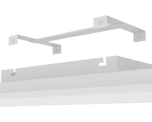 Montageframe voor led-panelen voor plafondmontage, metalen constructie met bevestigingsgaten en houder voor de armatuurbehuizing.