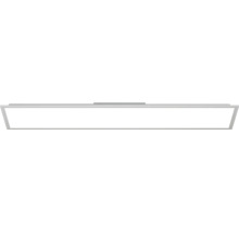 Vlak, rechthoekig led-paneel met zilverkleurig frame voor plafondmontage.