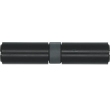 Zwarte cilindrische verbinder met grijs middenstuk.