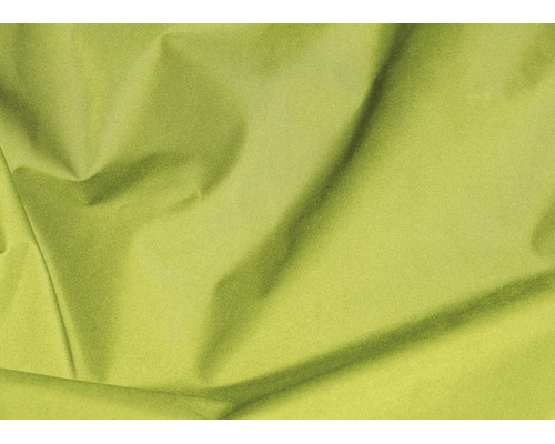 Lichtgroene textielstof met plooien en een fijne weefstructuur.