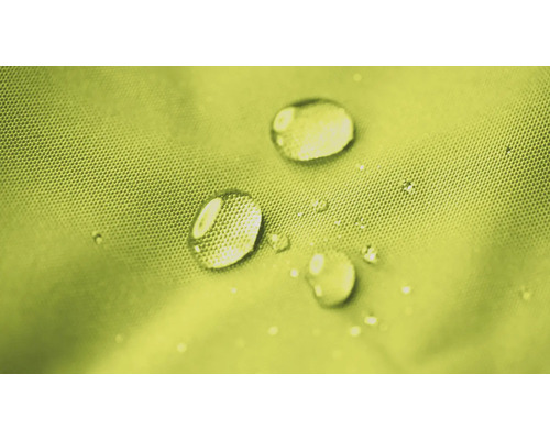 Detailopname van waterdruppels op een waterafstotend weefsel.