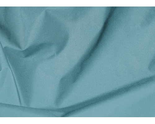 Detailopname van een getextureerde stof met zachte plooien in blauwgroen.