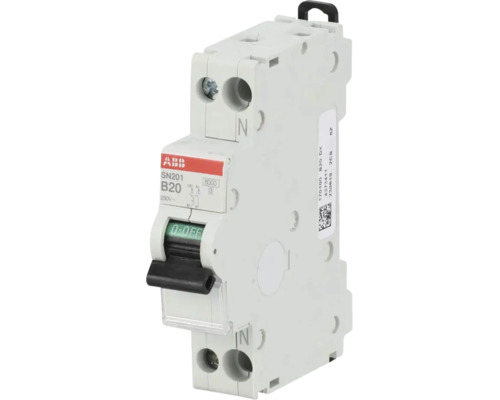 ABB installatieautomaat SN201 B20, 230 Volt, eenpolig met nulgeleider.