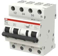 ABB DS203NC aardlekautomaat, B16, 4-polig, 16 ampère, 30 milliampère, 400 volt, met testknop, ABB Logo.