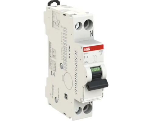 ABB installatieautomaat SN201 B16, 1-polig met nul, 230 volt, kortsluitvastheid 6000 ampère.