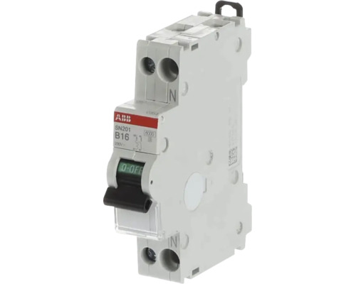 ABB installatieautomaat SN201 B16, 16 ampère, 230 volt, 1-polig met nul, ABB Logo.