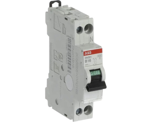 ABB installatieautomaat SN201 B16, enkelpolig, 16 Ampère, B-karakteristiek voor elektrische installaties.