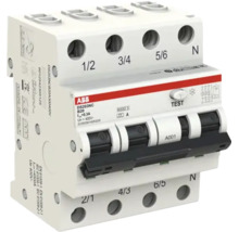 ABB aardlekautomaat DS203NC, 3-polig plus nul, B-karakteristiek, 20 ampere, 300 milliampere, 400 volt.