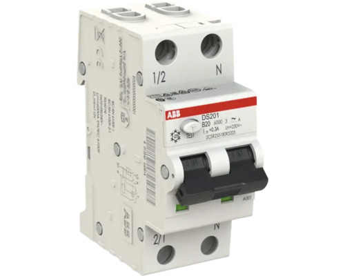 ABB aardlekautomaat DS201 B20, 300 milliampère, 6000 ampère, 1-polig plus nul.