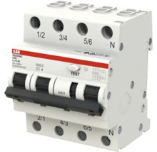 ABB aardlekautomaat DS203NC C20, 3-polig plus nulleider, 20 ampère, 30 milliampère, 400 volt.