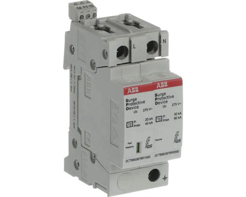 ABB overspanningsbeveiliging type 2 voor 275 Volt wisselstroom, tweepolig met meldcontact.