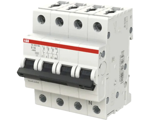 ABB installatieautomaat SC 203-NA B 16, 400 Volt, 3-polig plus nul, ABB Logo.
