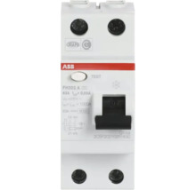ABB aardlekschakelaar FH202 A, 2-polig, 63 Ampere, 0,03 Ampere lekstroom, inclusief testknop en schakelaar.