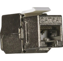 Afgeschermde CAT 6A Keystone module voor RJ45 netwerkverbindingen van metaal.