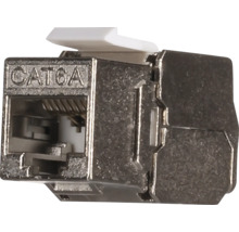 Afgeschermde CAT 6A RJ45 keystone module voor netwerkverbindingen.