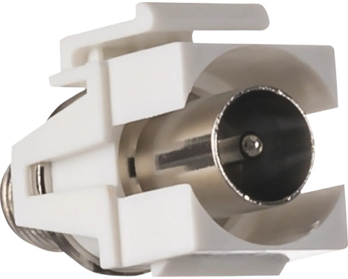 Keystone-module voor TV-antenneaansluiting, IEC-connector, kunststof behuizing.