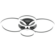 Moderne LED-plafondlamp met vier cirkelvormige lichtelementen.