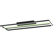 Moderne LED-plafondlamp in rechthoekig design van zwart metaal met geïntegreerde lichtbron.