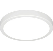 Ronde witte plafondlamp met een plat ontwerp.