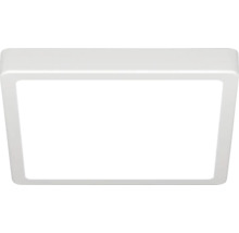 Witte vierkante LED-plafondlamp in een plat ontwerp met afgeronde hoeken.