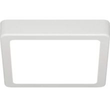 Vierkante LED-opbouwarmatuur in het wit met afgeronde hoeken voor plafondmontage.