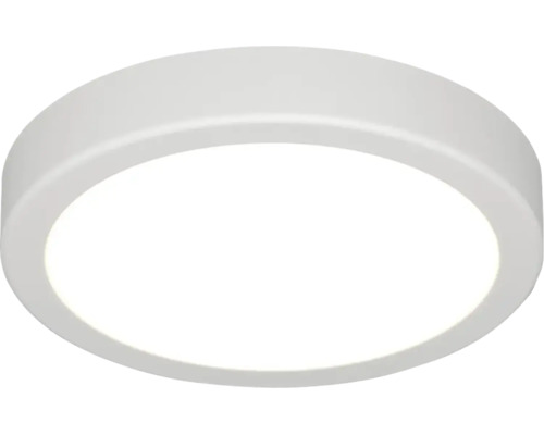 Ronde, platte LED-plafondlamp in het wit voor gelijkmatige verlichting van de ruimte.