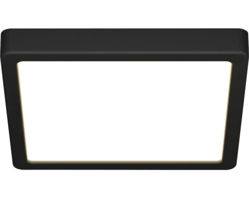 Vierkante LED-plafondlamp met zwart frame.