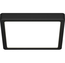 Vierkante LED plafondlamp met zwart frame en witte diffuser.