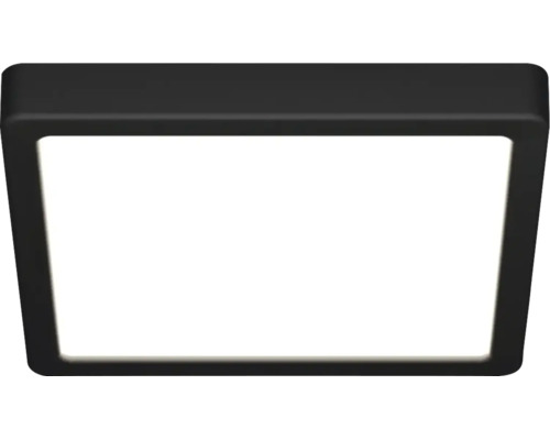 Vierkante LED plafondlamp met zwart frame en witte diffuser.