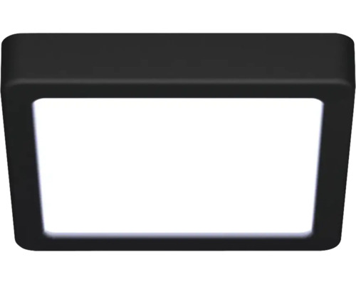 Vierkante LED-plafondlamp met zwart frame en wit lichtvlak.