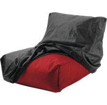 Rode zitzak met zwarte beschermhoes.