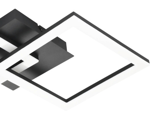 Moderne LED-plafondlamp in zwart en wit met geometrische vierkante frames.