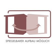 Symbool voor gespiegelde montage mogelijk bij tuinhuizen