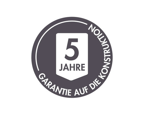Symbool voor 5 jaar garantie op de constructie