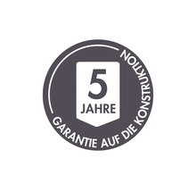 Symbool voor 5 jaar garantie op de constructie