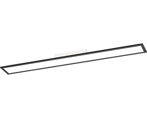 Rechthoekige LED-plafondlamp met zwart frame en lang, smal ontwerp voor moderne binnenverlichting.