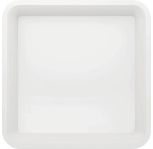Vierkante plafondlamp met afgeronde hoeken en een wit frame.