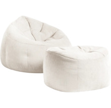 Witte zitzak met bijpassende hocker van corduroy