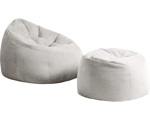 Zitzak en hocker set met corduroy structuur