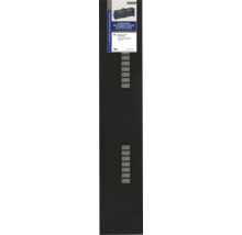 Vensterbank van MDF met zwarte folie, inclusief twee ventilatieroosters, afmeting 160 bij 30 centimeter.