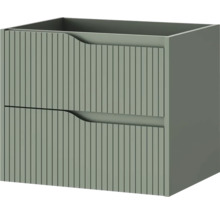 Wastafelonderkast met twee laden, verticaal lattenontwerp, geïntegreerde handgrepen, saliegroen.