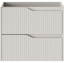 Wastafelonderkast met twee laden en verticale ribbelstructuur.