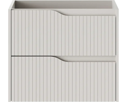 Wastafelonderkast met twee laden en verticale ribbelstructuur.