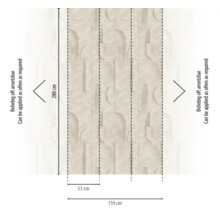 Fotobehang met geometrisch patroon in steenlook, hoogte 280 centimeter, breedte 159 centimeter, verdeeld in banen van 53 centimeter.